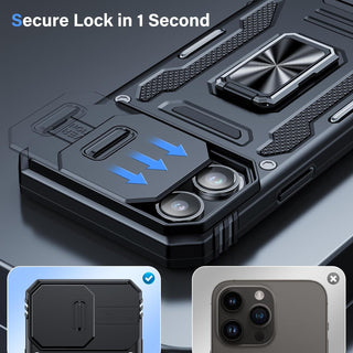 حافظة لهواتف ايفون 15 14 13 برو ماكس 12 11 X XR XS MAX مع واقي شاشة وفقا للمقاييس العسكرية للحماية من السقوط، مع غطاء منزلق للكاميرا مقاوم للصدمات مع غطاء واقي مع حلقة للإصبع