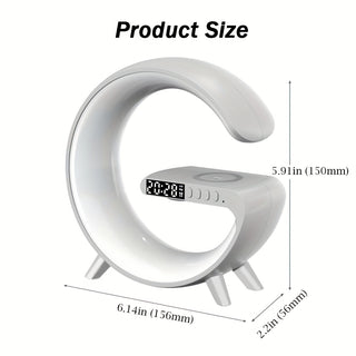 INEYES 1 جهاز كمبيوتر شخصي ذكي للمكتب ، شحن لاسلكي للهاتف المحمول ، مكبر صوت لاسلكي ، ساعة منبه ، ضوء ليلي لغرفة النوم ، آلة صوت للمساعدة في النوم الطبيعي ، هدية عيد الميلاد ، مصباح زخرفة سطح المكتب ، مصباح هالوين