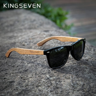 نظارات شمسية بإطار مربع عصرية ومتعددة الاستخدامات من KINGSEVEN، مع أذرع من الجوز الأسود، للرجال والنساء في الرياضة الخارجية والحفلات والعطلات والسفر وصيد الأسماك وتوفير الصور