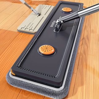 ممسحة مسطحة دوارة 360° من Joybos EasyWring مع مقبض قابل للتمديد - غسيل بدون استخدام اليدين، رأس عريض 44.96 سم لتنظيف عميق للأرضيات الخشبية والبلاط، تشمل 2 وسادات مايكروفايبر،  - استخدام متعدد الاستخدامات للرطب/الجاف، لا حاجة للدلو