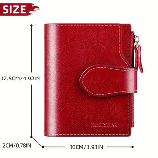 Women's Short Wallet Genuine Leather Elegant Foldable Card Holder Credit Card Holder Vintage Style 