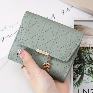 Simple Argyle Pattern Short Wallet Solid Color Clutch Purse Classic Credit Card Holder for Women 