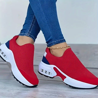 Women's Comfortable Slip-On Sneakers - Canvas Upper, Cushioned Sole, All Season Low Top Casual Shoes Solid Pattern, European and American Style, PU Sole - Taizhou Origin 