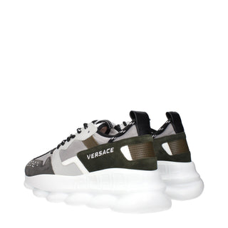 Versace Gray Fabric Chunky Sneakers