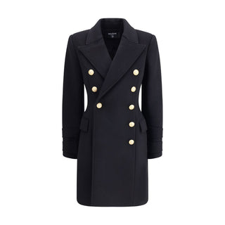 Balmain Black Fleece Wool Coat