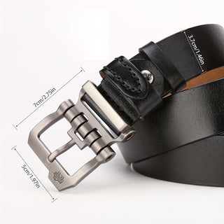 BISONDENIM Genuine Leather Belt for Men, High Quality Cowhide Leather Belt with Buckle, Vintage Jewelry Accessories for Men 