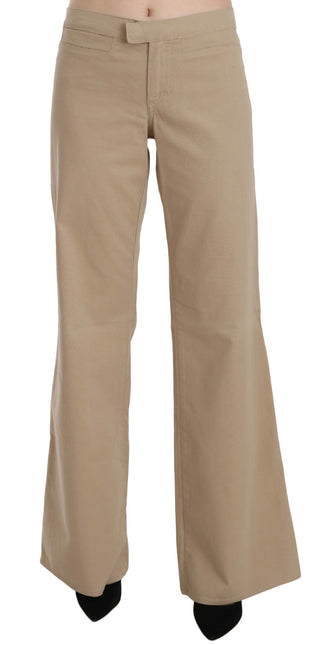 Just Cavalli Beige Mid Waist Flared Luxury Trousers