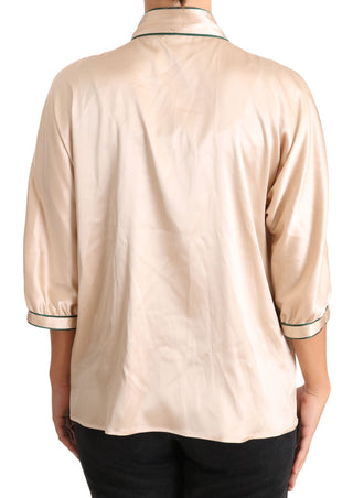 Dolce &amp; Gabbana Elegant Beige Silk Blend Blouse Top