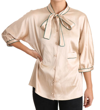 Dolce &amp; Gabbana Elegant Beige Silk Blend Blouse Top