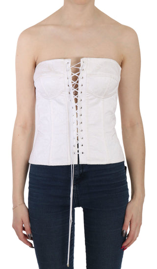 Dolce &amp; Gabbana Elegant White Strapless Corset Top