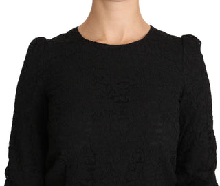 Dolce &amp; Gabbana Elegant Black Floral Crewneck Blouse