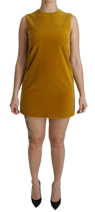 Dolce &amp; Gabbana Mustard Velvet Shift Mini Dress