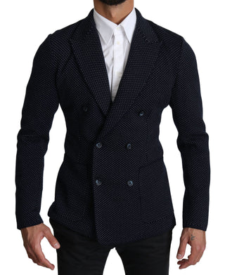 Dolce &amp; Gabbana Elegant Dark Blue Dotted Slim-Fit Blazer