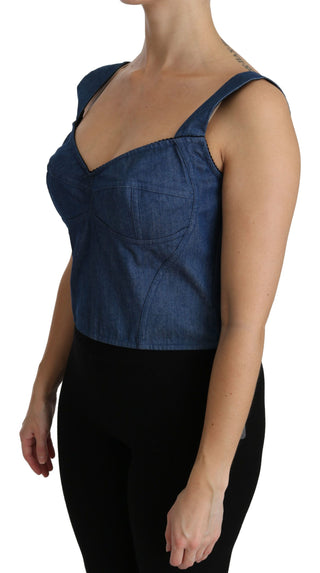 Dolce & Gabbana Elegant Sleeveless Bustier Top in Blue