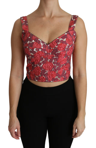 Dolce &amp; Gabbana Elegant Floral Brocade Cropped Top