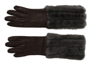 Dolce &amp; Gabbana Elegant Mid-Arm Leather Gloves in Brown