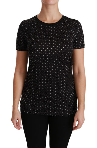 Dolce &amp; Gabbana Chic Black Dotted Crewneck Cotton Tee