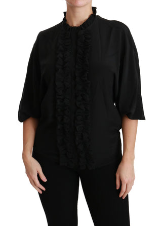 Dolce &amp; Gabbana Elegant Black Silk Short Sleeve Blouse