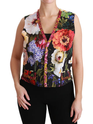 Dolce &amp; Gabbana Multicolor Brocade Floral Sleeveless Vest