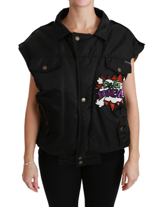 Dolce &amp; Gabbana Elegant Black Bomber Jacket with Detachable Features