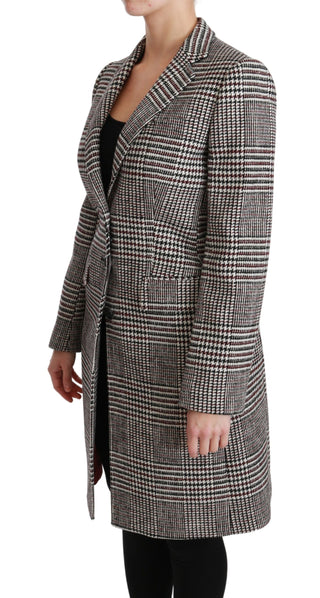 Dolce &amp; Gabbana Elegant Multicolor Checked Knee-Length Jacket Coat