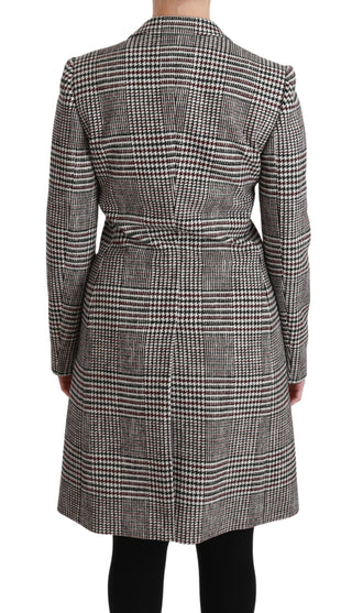 Dolce &amp; Gabbana Elegant Multicolor Checked Knee-Length Jacket Coat