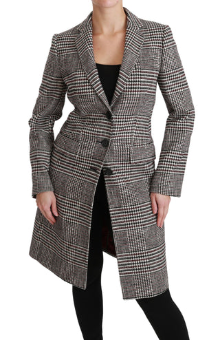 Dolce &amp; Gabbana Elegant Multicolor Checked Knee-Length Jacket Coat