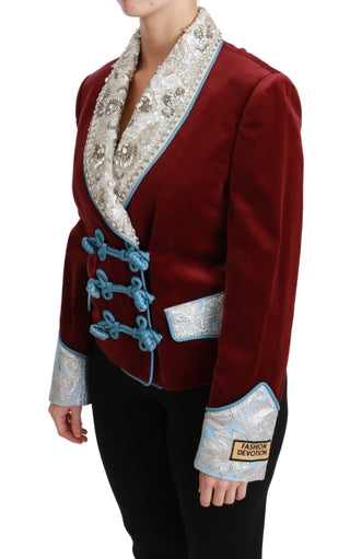 Dolce &amp; Gabbana Opulent Red Baroque Detail Blazer