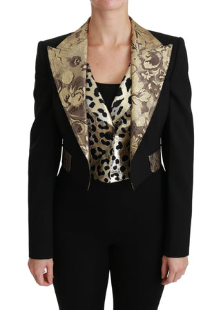 Dolce &amp; Gabbana Opulent Black Gold Floral Jacket and Vest Ensemble