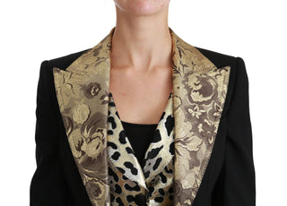 Dolce &amp; Gabbana Opulent Black Gold Floral Jacket and Vest Ensemble