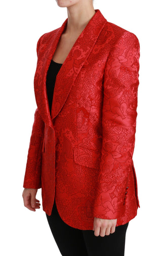 Dolce &amp; Gabbana Red Floral Angel Pattern Blazer