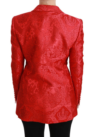 Dolce &amp; Gabbana Red Floral Angel Pattern Blazer