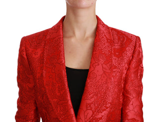 Dolce &amp; Gabbana Red Floral Angel Pattern Blazer