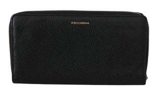 Dolce & Gabbana Elegant Black Leather Zip Continental Wallet