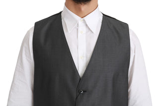 Dolce & Gabbana Elegant Gray Wool Blend Dress Vest