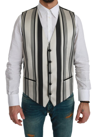 Dolce & Gabbana Stripe Cotton Silk Dress Vest