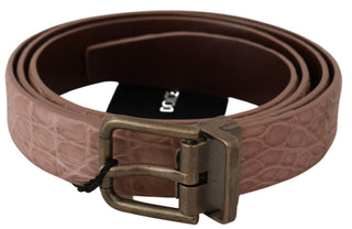 Dolce &amp; Gabbana Elegant Exotic Skin Brushed Gold Buckle Belt