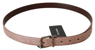 Dolce &amp; Gabbana Elegant Exotic Skin Brushed Gold Buckle Belt