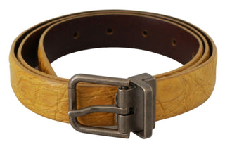 Dolce &amp; Gabbana Exotic Yellow Animal Pattern Leather Belt