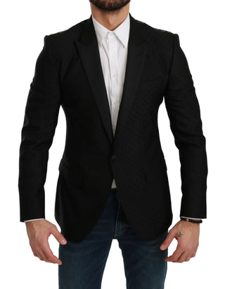 Dolce & Gabbana Elegant Black Polka Dotted Wool Blend Blazer