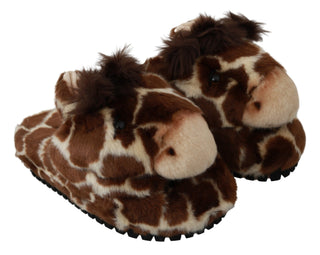 Dolce &amp; Gabbana Elegant Giraffe Pattern Slides for Sophisticated Comfort