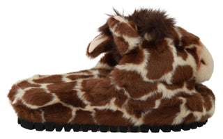 Dolce &amp; Gabbana Elegant Giraffe Pattern Slides for Sophisticated Comfort