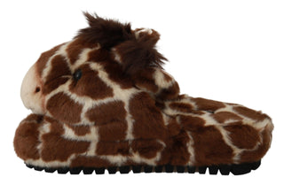 Dolce &amp; Gabbana Elegant Giraffe Pattern Slides for Sophisticated Comfort