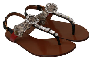 Dolce &amp; Gabbana Elegant Strappy Sandals with Exotic Charm