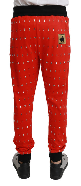 Dolce &amp; Gabbana Chic Red Piggy Bank Print Sweatpants