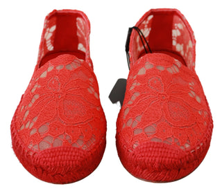 Dolce &amp; Gabbana Red Viscose Espadrilles Flat Shoes