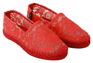 Dolce &amp; Gabbana Red Viscose Espadrilles Flat Shoes