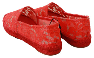 Dolce &amp; Gabbana Red Viscose Espadrilles Flat Shoes