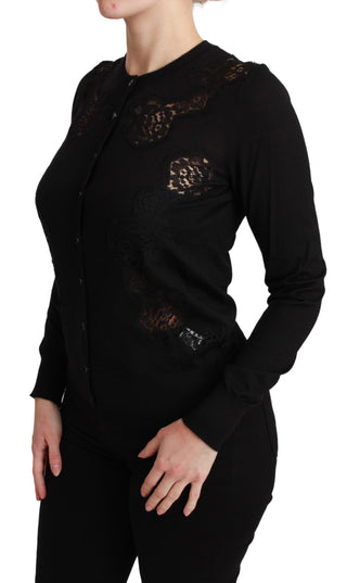 Dolce &amp; Gabbana Elegant Cashmere Silk Blend Lace Cardigan