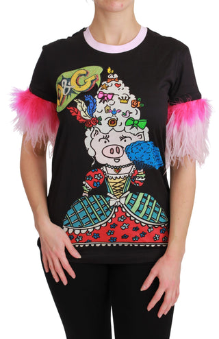 Dolce &amp; Gabbana Chic Crewneck Year of the Pig Motif Tee